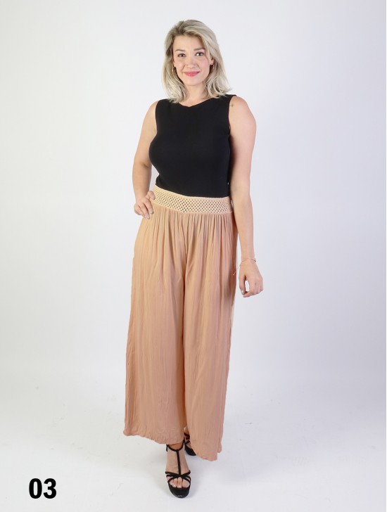 Solid Color Wide-Leg Full-length Pants